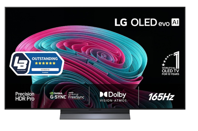 Vy framifrån av LG 48" OLED evo C65 4K AI TV - 2026 OLED48C65LA